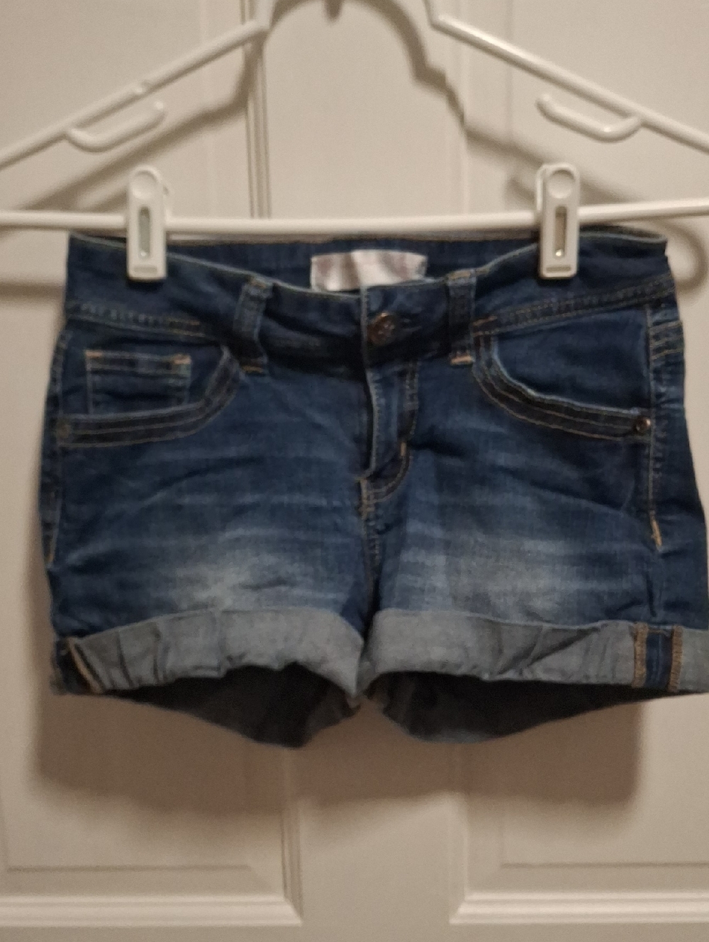 No Boundaries Women's Dark Blue Rolled Cuff Denim Shorts Size 5